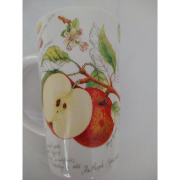 Kent Pottery Apple Design Tall White Porcelain Coffee Mug Garden Script - Picture 8 of 9
